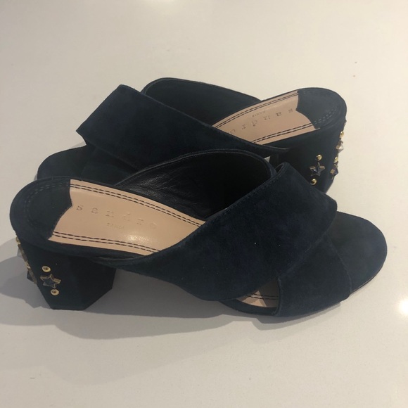 Sandro Suede Star Studded Mules - navy - Picture 3 of 6